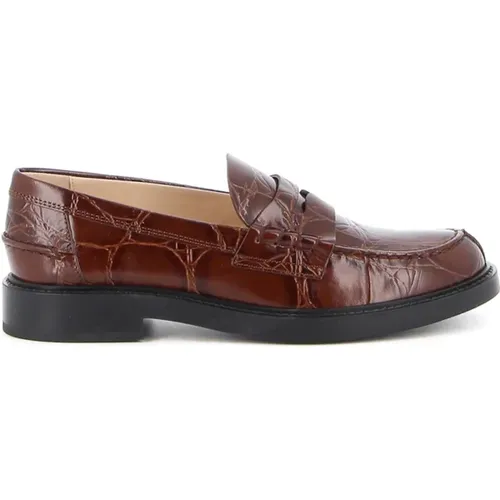 Braune Loafer Schuhe Eleganter Stil , Damen, Größe: 39 1/2 EU - TOD'S - Modalova