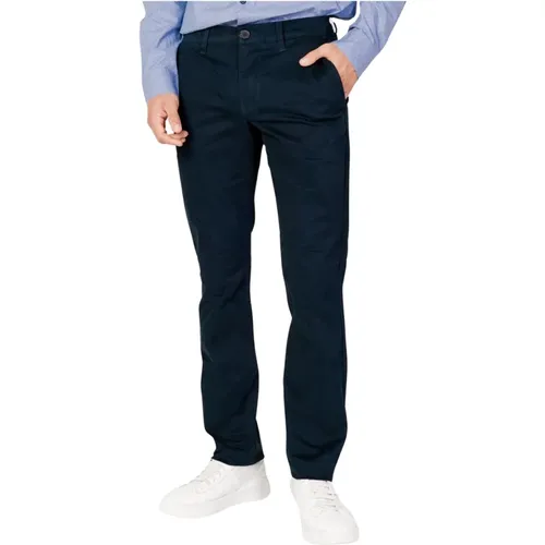 Blaue einfarbige Hose mit Reißverschluss und Knopfverschluss - Armani Exchange - Modalova
