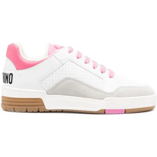 Weiße Sneakers mit Signatur Teddybär Motiv , Damen, Größe: 37 EU - Moschino - Modalova