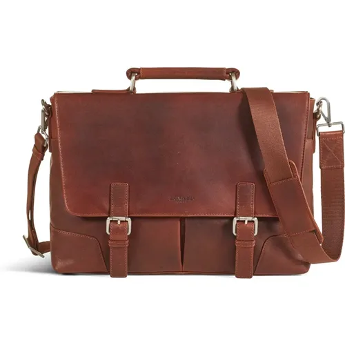 Braune Leder Herrentasche mit Laptopfach , Herren, Größe: ONE Size - Howard London - Modalova