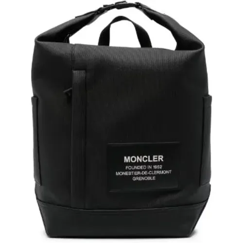 Water-Repellent Backpack with Leather Trim , male, Sizes: ONE SIZE - Moncler - Modalova