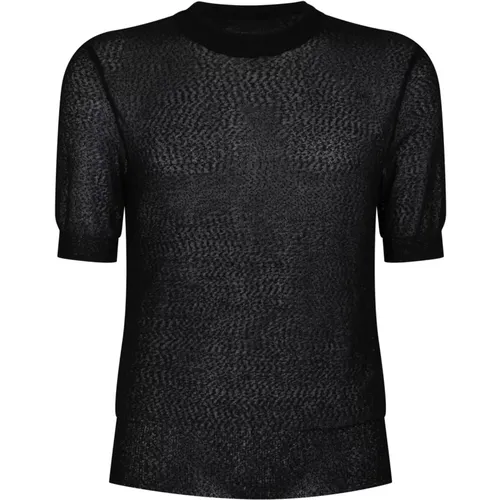 Schwarzes Crewneck T-Shirt Semitransparent Kurzarm , Herren, Größe: L - Ami Paris - Modalova