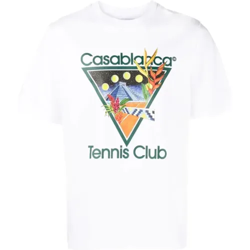 Tennis Club Icon Weißes T-Shirt , Herren, Größe: L - Casablanca - Modalova