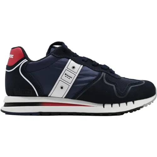 Navy Red Sneakers , male, Sizes: 9 UK, 8 UK, 10 UK, 7 UK - Blauer - Modalova