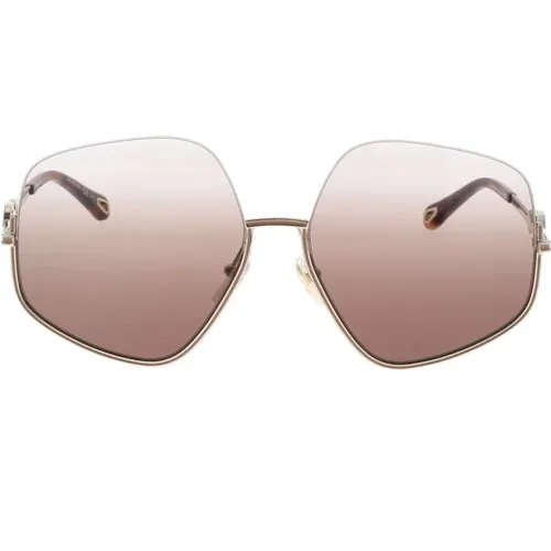 Trendy Oversized Sunglasses with Half Frame and Inverted Gradient Lenses , female, Sizes: 61 MM - Chloé - Modalova
