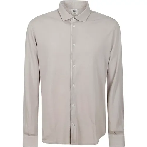 Long-Sleeved Cotton Shirt with Collar , male, Sizes: M, 2XL, 3XL, L - Fedeli - Modalova
