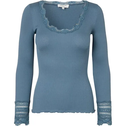 Seiden Spitzenbluse Paris Blau , Damen, Größe: XL - Rosemunde - Modalova