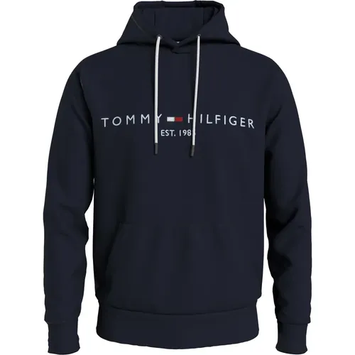 Blauer Bio-Baumwoll-Kapuzenpullover , Herren, Größe: L - Tommy Hilfiger - Modalova