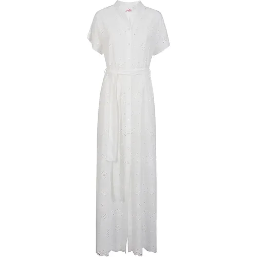 Broderie Anglaise Shirt Dress , female, Sizes: M - MC2 Saint Barth - Modalova