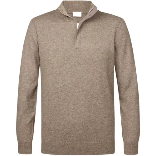 Half Zip Braun Mel Pullover - Profuomo - Modalova