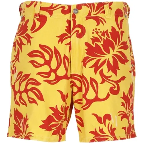 Gelbe Bermuda-Shorts mit tropischem Print , Herren, Größe: M - ERL - Modalova