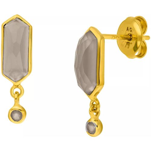 Ohrringe - Earring Cube grey agate, silver gold plate - Gr. unisize - in Grau - für Damen - Leaf - Modalova