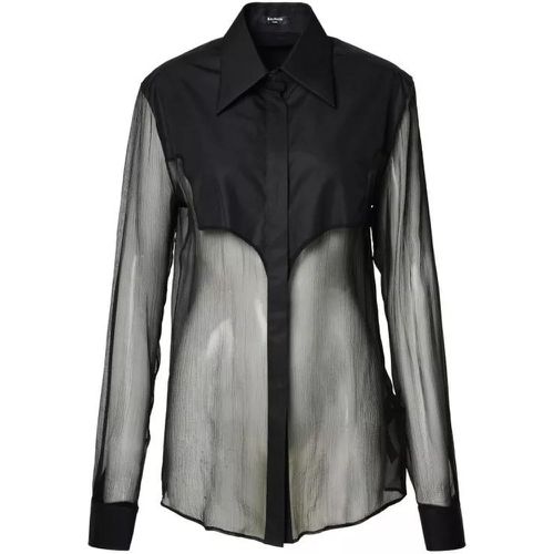 Black Silk Shirt - Größe 38 - Balmain - Modalova