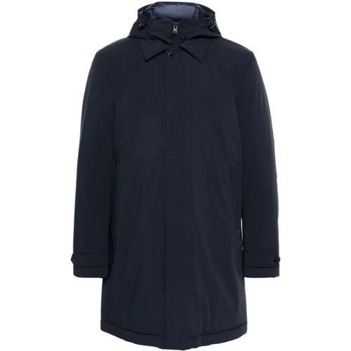 Navy Blue Textured Logo Jacket - Größe L - Woolrich - Modalova