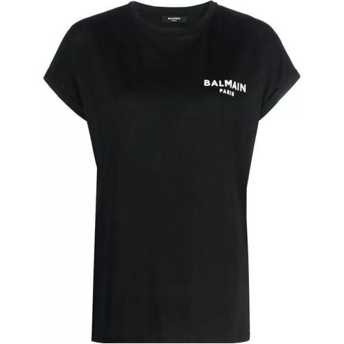Flocked-Logo Organic-Cotton T-Shirt - Größe S - black - Balmain - Modalova