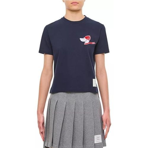 Short Sleeve T-Shirt With Emrboidered Detail - Größe 38 - Thom Browne - Modalova