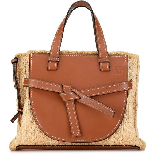 Totes & Shopper - Small Raffia and Leather Gate Top Handle Bag - Gr. unisize - in - für Damen - Loewe - Modalova