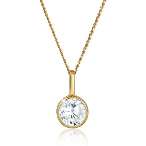 Halsketten - Halskette Solitär Zirkonia 585 Gelbgold - Gr. unisize - in - für Damen - Elli - Modalova