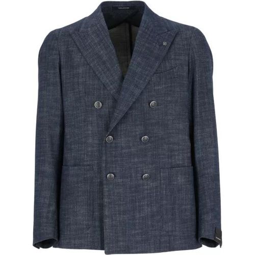 Blue Cotton Double Breasted Jacket - Größe 48 - blue - Tagliatore - Modalova