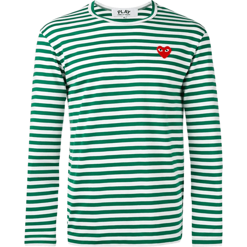 Gestreiftes Longsleeve mit Play-Herz - Größe XXL - green - Comme des Garcons Play - Modalova