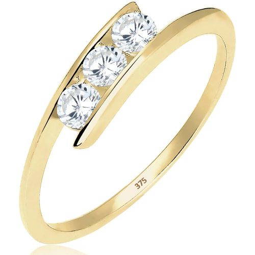 Ringe - Ring 375 Gelbgold Zirkonia - Gr. 52 MM - in Weiß - für Damen - Elli - Modalova