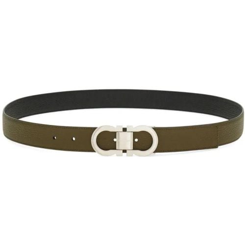 Gürtel - Khaki/Black Leather Belt - Gr. 100 - in - für Damen - Salvatore Ferragamo - Modalova