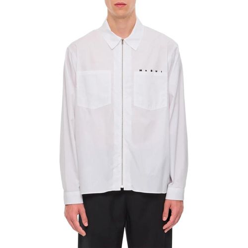 Cotton Full Zip Shirt - Größe 46 - weiß - Marni - Modalova