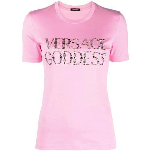 Pink Goddess Studded T-Shirt - Größe 38 - pink - Versace - Modalova