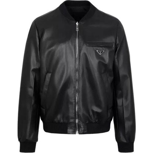 Reversible Leather Bomber Jacket - Größe 52 - black - Prada - Modalova