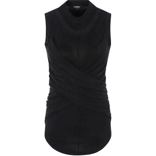 Sl Double Collar Twisted Tank Top - Größe M - Balmain - Modalova