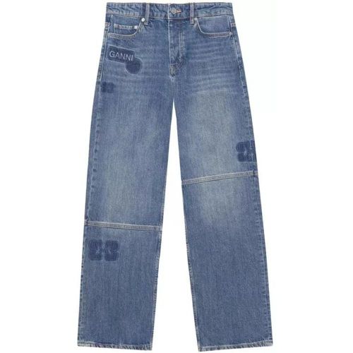 Patch Izey Straight-Leg Denim Jeans - Größe 26 - blue - Ganni - Modalova