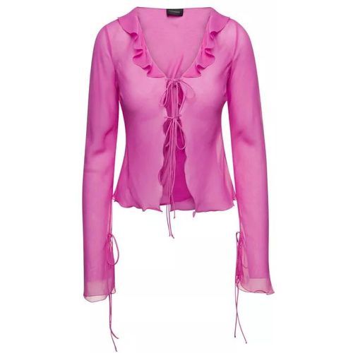 Ruffle-Detail Blouse In Pink Silk - Größe 40 - pink - Andamane - Modalova