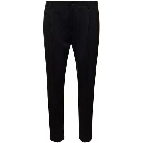 Black Slim Pants With Elastic Waistband In Wool - Größe 48 - black - Dolce&Gabbana - Modalova