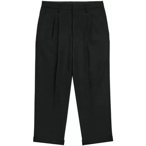 Box-Pleated Black Cropped Trousers - Größe 38 - black - AMI Paris - Modalova