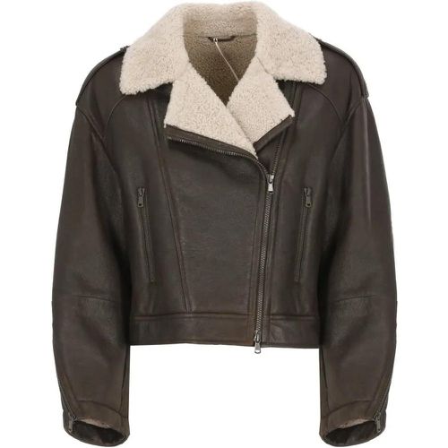 Brown Sheepskin Jacket - Größe 40 - braun - BRUNELLO CUCINELLI - Modalova