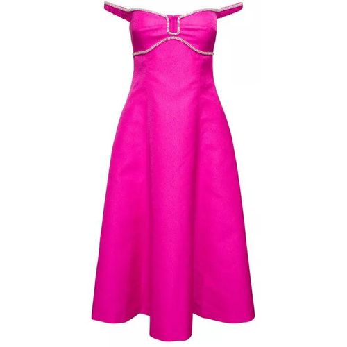 Off-Shoulder Flared Midi Dress With Crystal Embell - Größe 6 - pink - self-portrait - Modalova