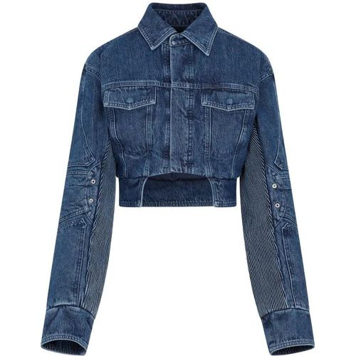 Blue Motorcycle Hole Crop Jacket - Größe 38 - Off-White - Modalova