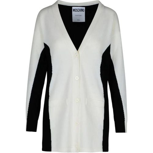 White Virgin Wool Cardigan - Größe 42 - Moschino - Modalova