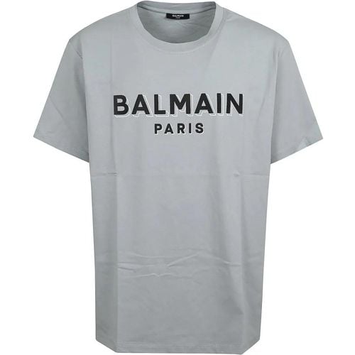 Regular Fit Cotton T-Shirt With Contour Print - Größe L - Balmain - Modalova