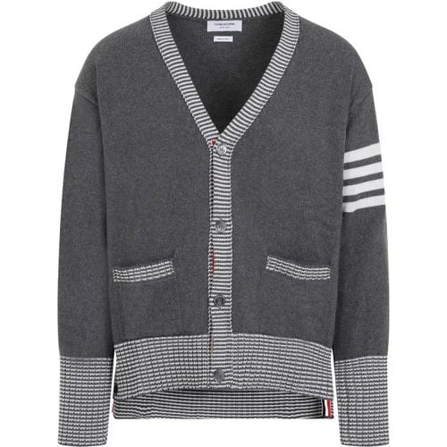 Medium Grey Cotton Hector Icon Intarsia V Neck Car - Größe 3 - Thom Browne - Modalova