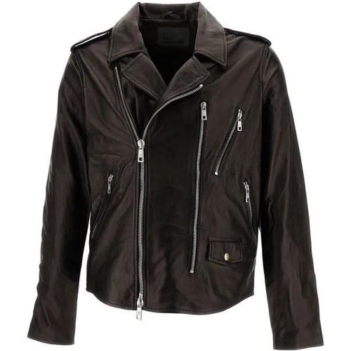 Black Zip-Up Biker Jacket In Smooth Leather - Größe 48 - Giorgio Brato - Modalova