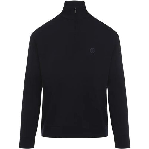 Navy Blue Virgin Wool Pullover - Größe 48 - Giorgio Armani - Modalova