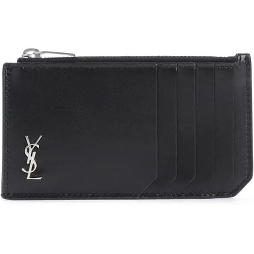 Portemonnaies - Black Leather Wallet - Gr. unisize - in - für Damen - Saint Laurent - Modalova