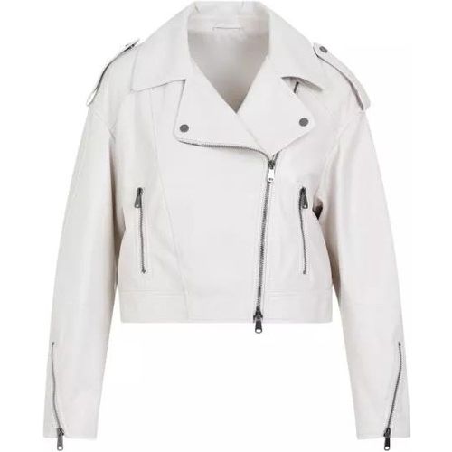 White Leather Jacket - Größe 38 - white - BRUNELLO CUCINELLI - Modalova