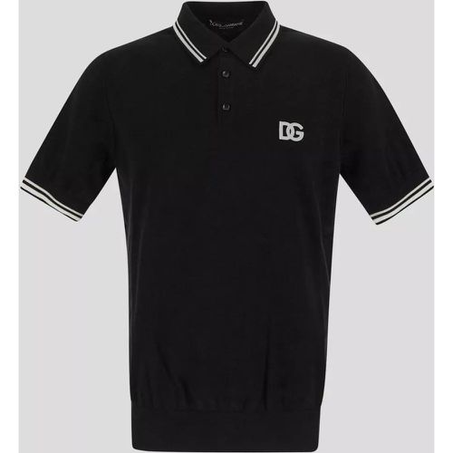 Cotton Polo Shirt - Größe 48 - black - Dolce&Gabbana - Modalova