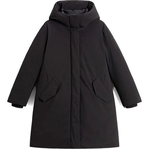 Minimalist Black Coat With High Collar - Größe L - Woolrich - Modalova