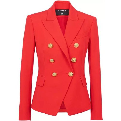 Classic 6-Button Red Jacket - Größe 38 - red - Balmain - Modalova