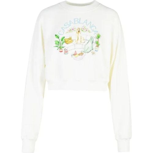 Crop' White Cotton Sweatshirt - Größe S - weiß - Casablanca - Modalova