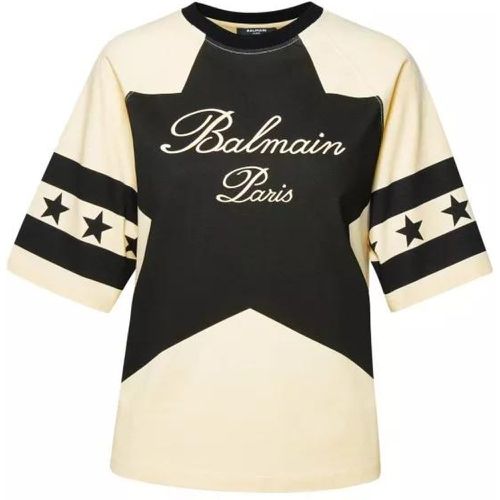 Stars' Beige Cotton T-Shirt - Größe XS - black - Balmain - Modalova