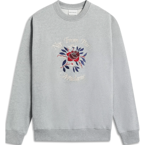 Sweatshirt mit Slogan-Fleurs-Stickerei - Größe L - Drôle De Monsieur - Modalova